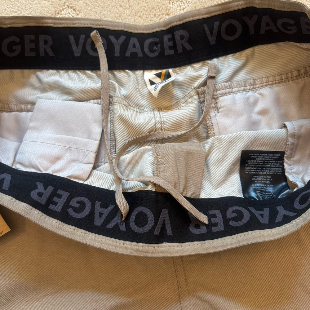 NWT VOYAGER Men's Sz:XXL 50+ UV Protection Stretch Travel Shorts Pull on Khaki - Picture 5 of 9